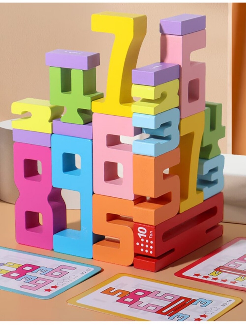 BNIB Educational Wooden Stackable Number Puzzle Blocks Game
